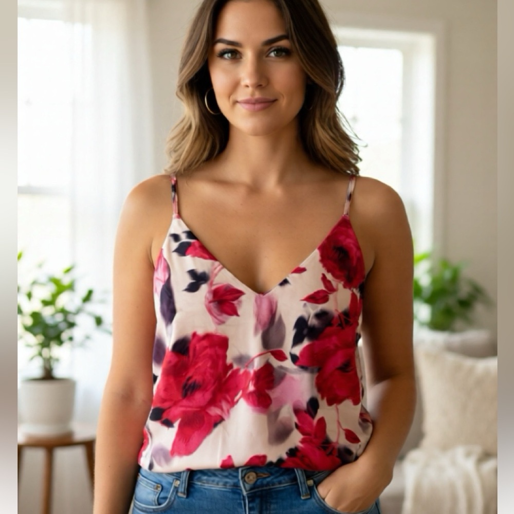 Victoria’s Secret NWT Satin Floral Cami XS Strappy Back Y2K Coquette